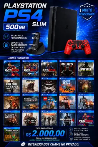Ps4 slim 1 controle personalizado,1 suporte de carregamento e esses jogos.