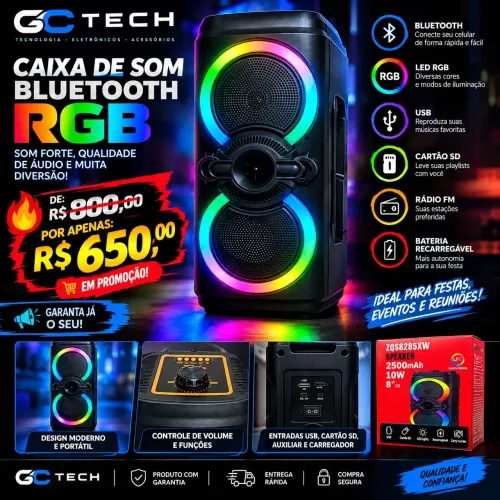 Caixa de som Bluetooth RGB