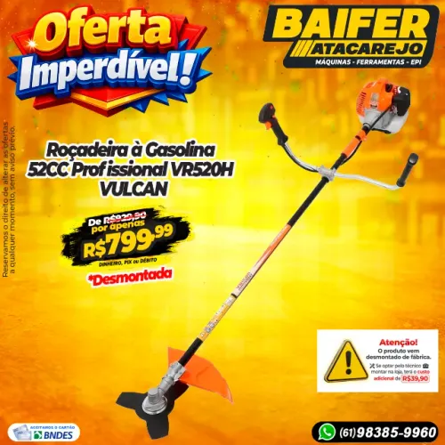 Roçadeira à Gasolina 52CC Profissional VR520H VULCAN