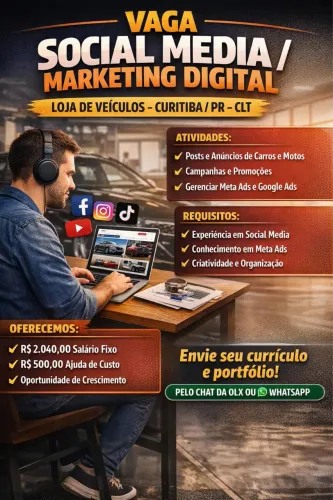 VAGA SOCIAL MEDIA / MARKETING DIGITAL - LOJA DE VEÍCULOS