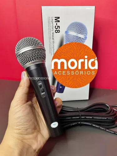 Microfone Profissional Com Cabo M-58 Sm58 5 Metros Fios Chave Liga E Desliga Alta Sensibil