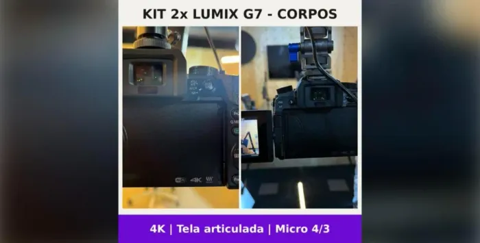 Kit 2 Câmeras Panasonic Lumix G7 4K (Só Corpos) - Estúdio Multicâmera