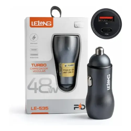 Carregador celular veicular Lelong 48w LE-537