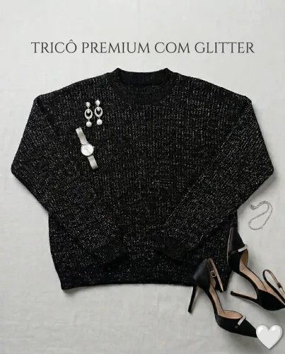 Suéter tricô com glitter