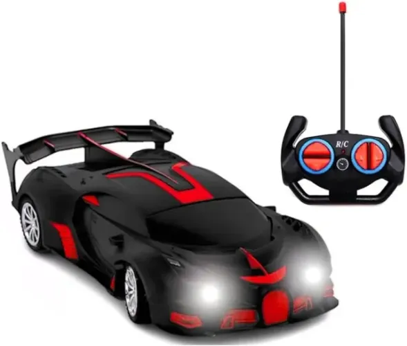 super carro de controle remoto com farol 5 funçoes premium preto tk-1664