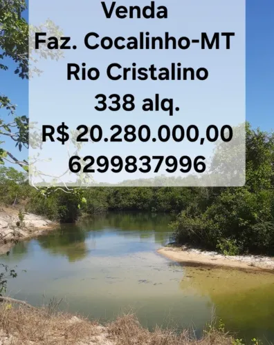 Fazenda em Cocalinho-MT beira do Rio Cristalino 338alq