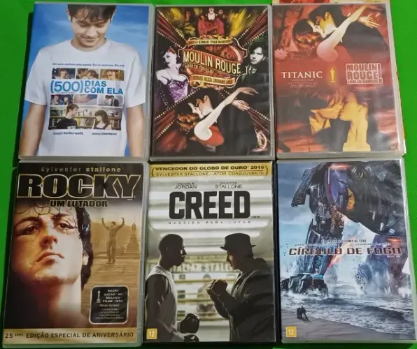 Coleção DVDs: 500 Dias Com Ela / Moulin Rouge / Titanic / Rocky /Creed / Círculo de Fogo