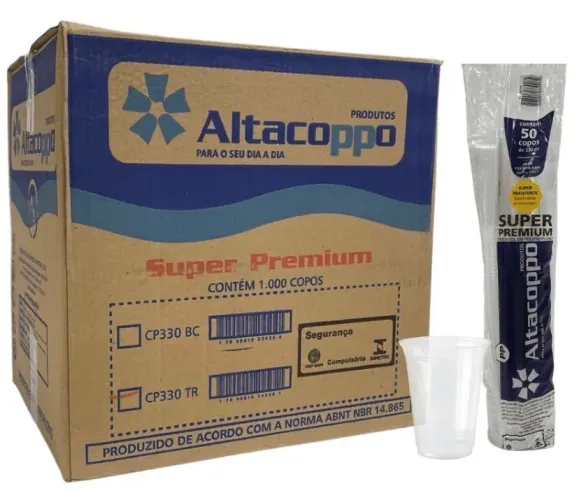 Copo Descartável Super Premium em PP 330ml - Caixa 850 unidades novos, na caixa