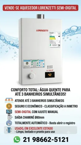 Aquecedor De Água A Gás Natural Lorenzetti Lz 200 Ef (Usado)