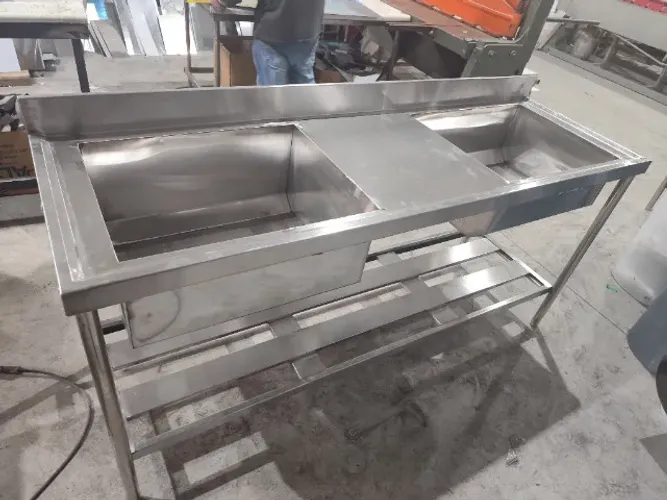 Pia inox dupla cuba para cozinha profissional SS