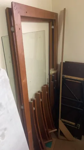 Mesa jantar retangular 6 lugares madeira e vidro