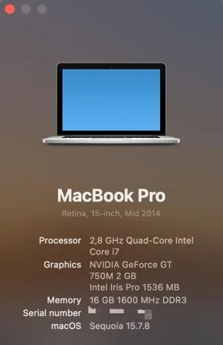Macbook Pro 2014 15" 16GB i7 1TB