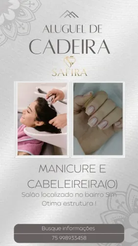Aluguel de cadeira para manicure e cabeleireira(o)