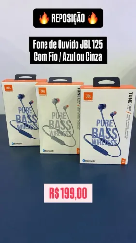 Fone de ouvido JBL 125 com fio Azul/Cinza - Loja Fisica