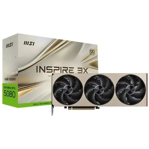 Placa de Vídeo MSI GeForce RTX5080 Inspire 3X OC 16GB GDDR7 PCI-Express- Lacrado na caixa!