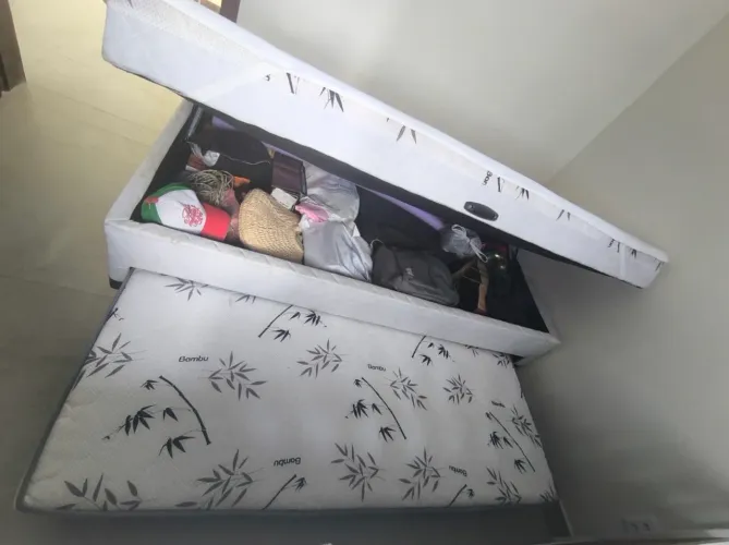 Cama solteiro baú com cama auxiliar