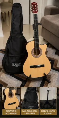 ? VIOLÃO AUBURN MUSIC + CAPA + SUPORTE - KIT COMPLETO! ?