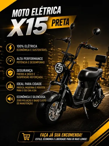 Moto Elétrica X15 Preta 100% Elétrica | Nova, estou trazendo do Paraguai