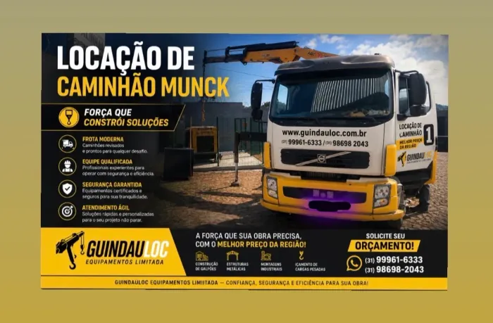 Aluguel de caminhão munck - Melhor preço