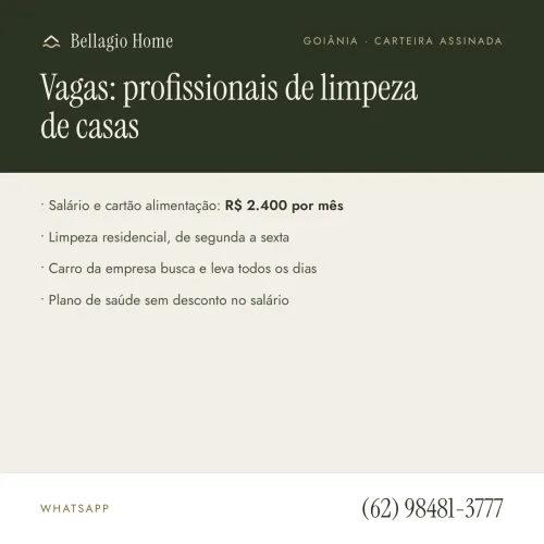 Vagas para profissionais de limpeza 