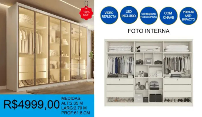 Guarda roupa lançamento reflecta - parcelamos sem juros