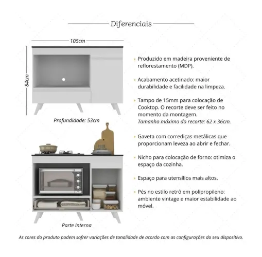 Nicho para Cooktop com Nicho para Forno (modelo branco)