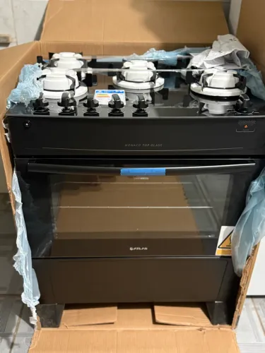 Fogão 5 bocas elétrico tampo em vidro na caixa 