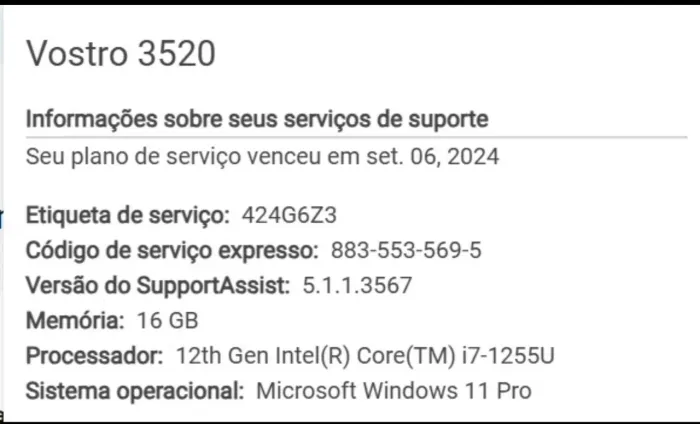 NOTEBOOK DELL VOSTRO 3520 + kit teclado e mouse sem fio da logitech mk235.