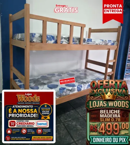 Beliche Slim R$ 499,00 Madeira Mulateiro Maciça Alta Resistência 