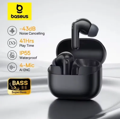 Fone de Ouvido Bluetooth Baseus Bass EP10 NC ? Cancelamento de Ruído -43dB