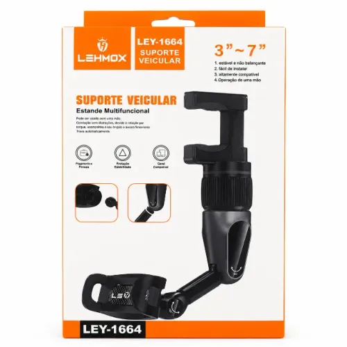 Suporte Veicular Multifuncional Ajustável Para Celular Smartphone Universal 3 a 7 Polegada