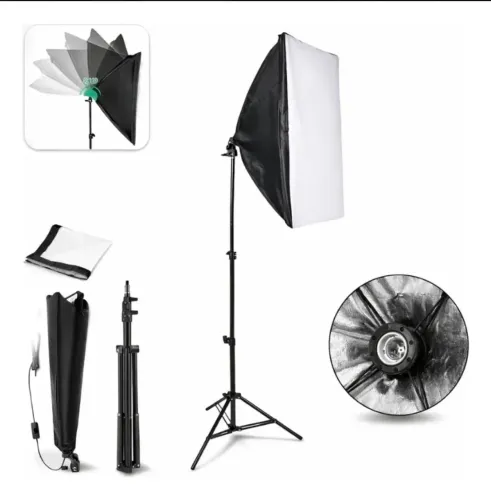Kit Iluminação Softbox, 2 Lâmpadas, 2 Tripés, Grid e Bolsa