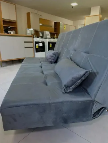 Sofa cama max D28 em Veludo cinza no estoque