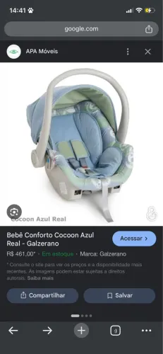 Bebê Conforto Cocoon Azul Real - Galzerano