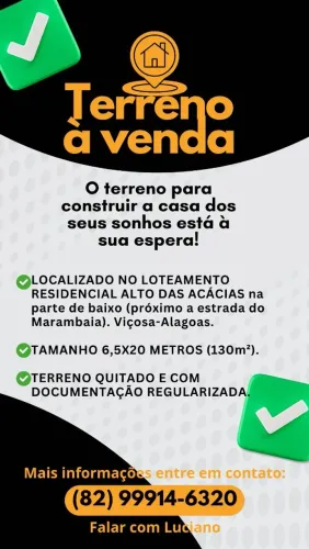 Terreno a venda em Viçosa-Alagoas.