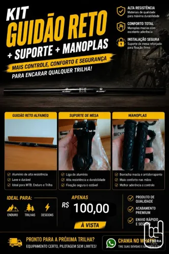Guidão reto aro 29 KSW / punhos GTS0/mesinha 