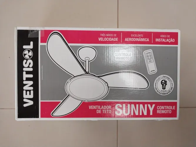 Ventilador de teto Ventisol Sunny 3 pás com controle 127v (Lacrado!)