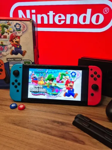 Nintendo switch v2 desbloqueado completo na caixa, 256GB + 32GB lotado de jogos