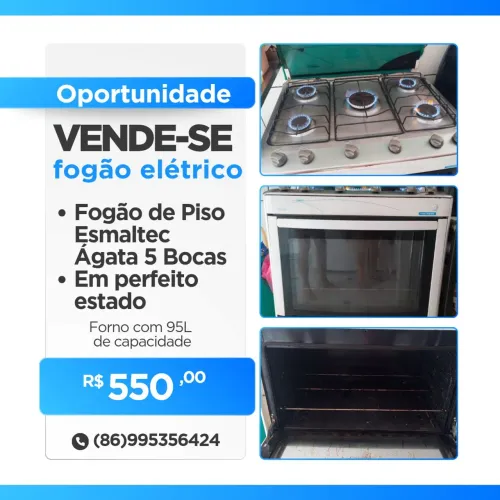 Fogão de Piso Esmaltec Ágata 5 Bocas