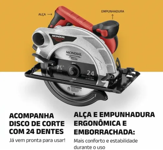 Serra Circular Mondial Power Tools Profissional FSC-03 1500W Guia Laser + Disco + Garantia