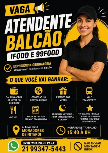 VAGA PARA ATENDENTE - NITERÓI