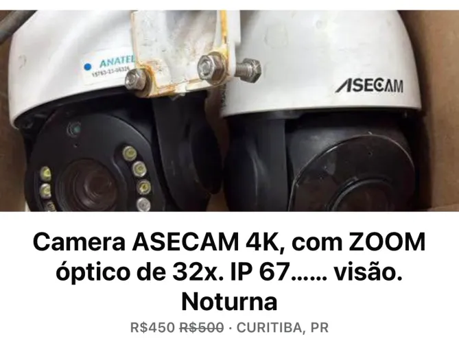 Camera ASECAM 4K, com ZOOM óptico de 32x. IP 67