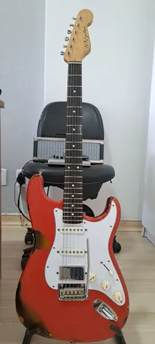Guitarra MV Guitars Red over Sunburst 