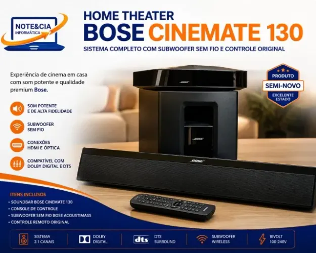 Home Theater Bose CineMate 130 Completo com Subwoofer Sem Fio e Controle Original