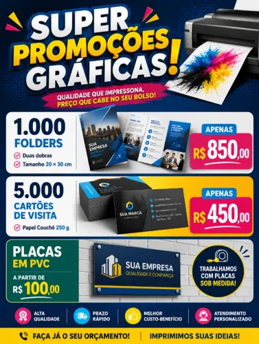 Promoção 1000 Folders personalizados, 5000 cartões de visita ,