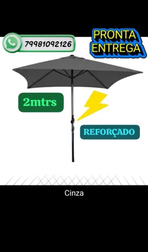 Guarda sol ombreiro, grande 2mtrs, reforçado, com manivela arme e desarme. Novo