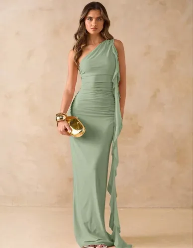 Vestido longo festa verde oliva