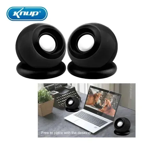 Mini Alto-falante Knup KP-601 Para PC e Notebook Preto 2.1 Portátil Com USB