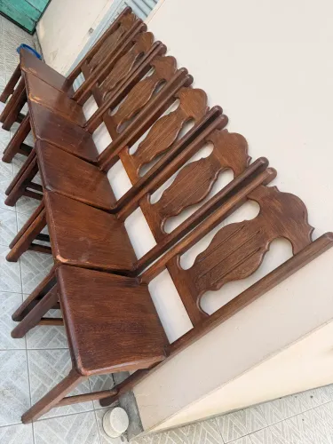 conjunto de seis cadeira de angelim pedra bem pesada e resistente leia o anúncio