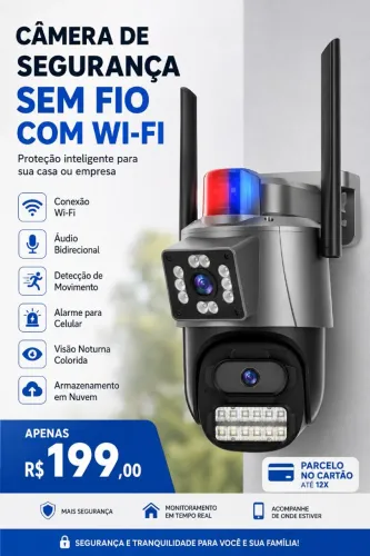 câmera de segurança inteligente com conexão Wi-Fi, modelo New TB-T257.